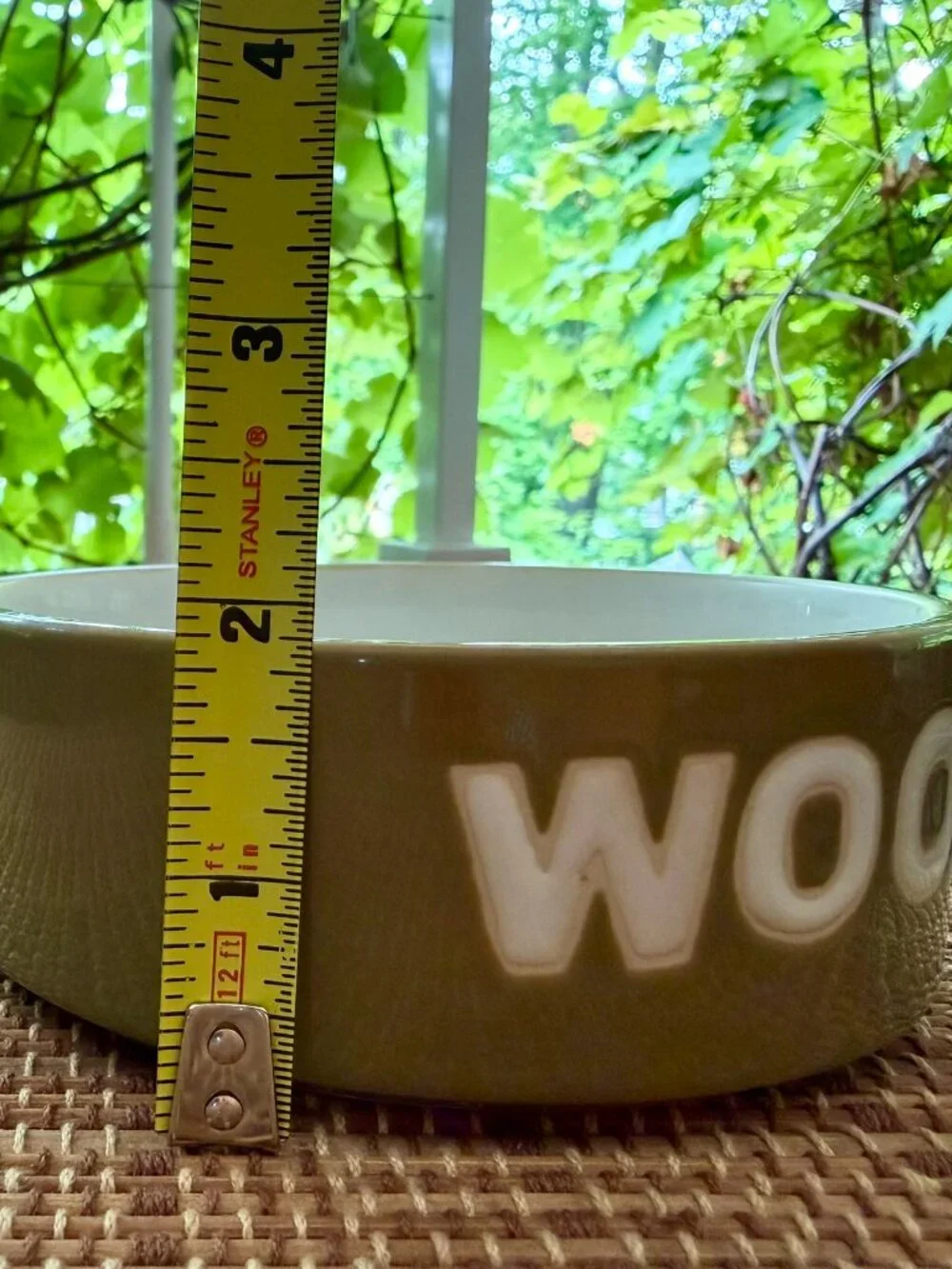 🐾 PET | Neutral Ceramic Dog Bowl – “WOOF”